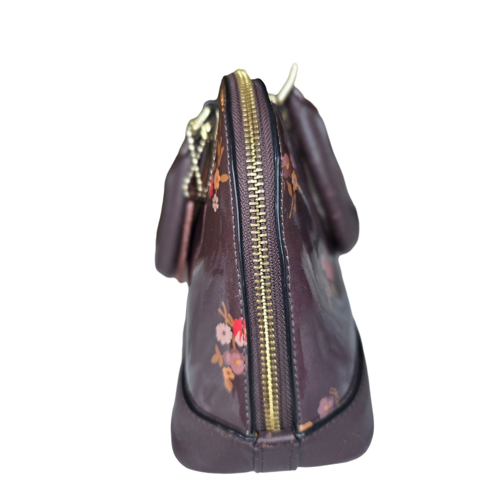 Coach Sierra Satchel Plum Floral Patent Leather Dome Handbag F57621 - Picture 6 of 10